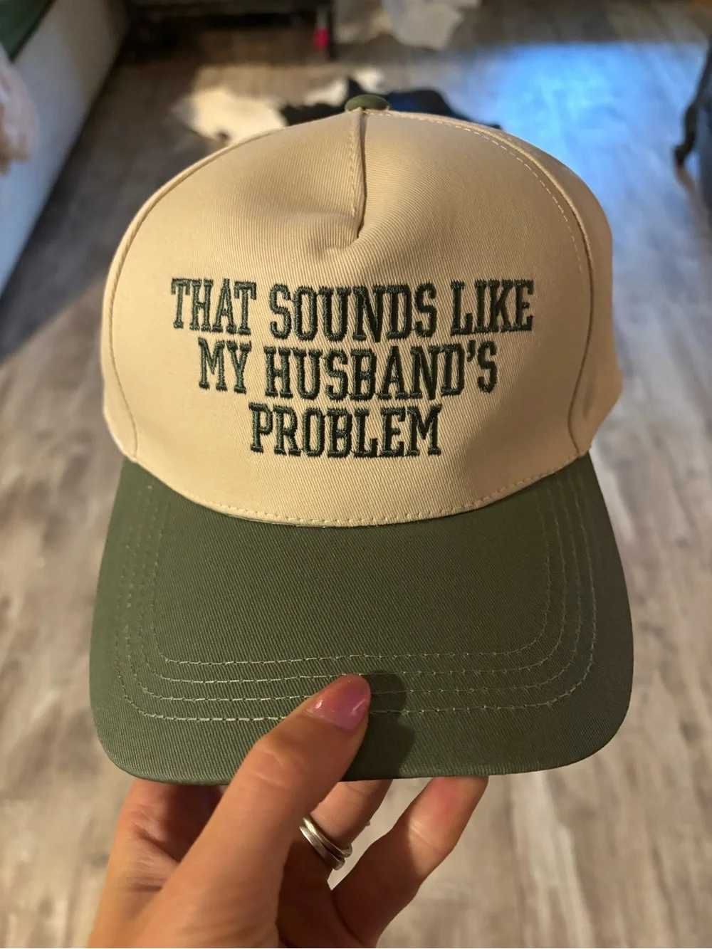Beige and Olive Trucker Hat — 